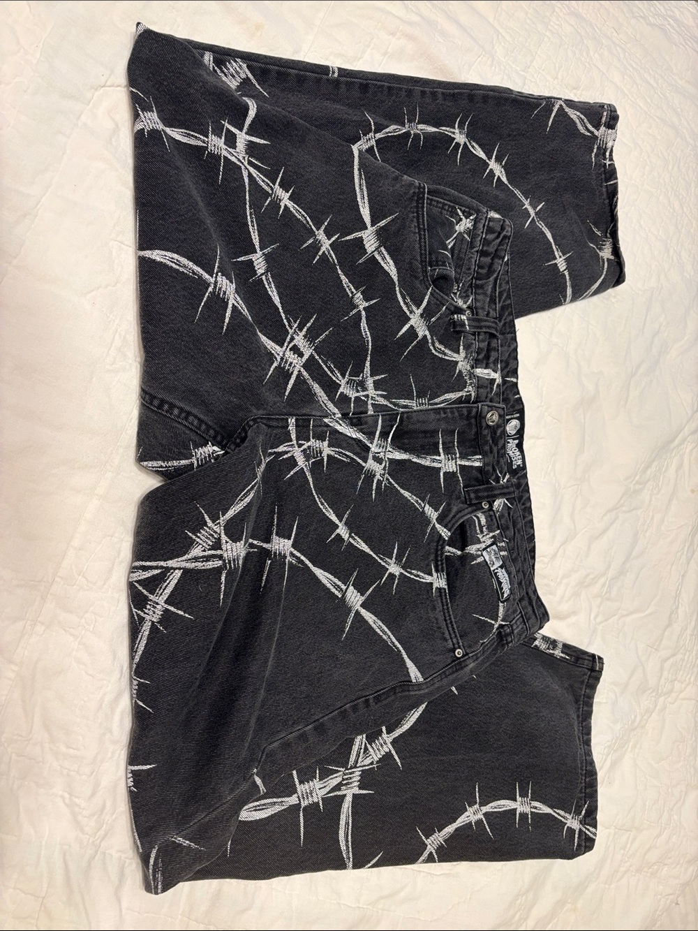 Men's Black Barbed Wire Graphic Jeans